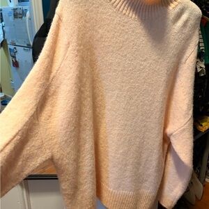 Maje Pale Blush Oversized Turtleneck Sweater